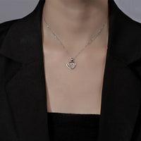 925 Sterling Silver Double Heart-shaped Necklace For Women Summer Digitalshoper