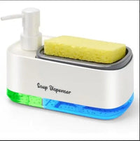 Hand and Dish Soap Dispenser Set for Kitchen, Dual Soap Dispenser with Sponge Holder, 3-in-1 Countertop Soap Pump Dispenser for Kitchen Sink, Useful Kitchen Gadgets - White Digitalshoper