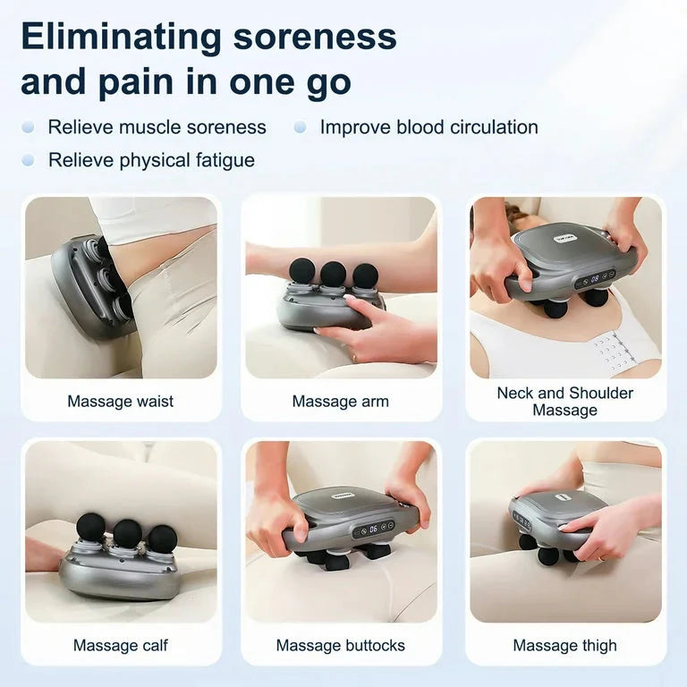 Deep Tissue Massage Gun 6 Heads Massager with 20 Levels 6 Massage Modes for Back Neck Leg Full Body Muscle Pain Relief Massager Digitalshoper