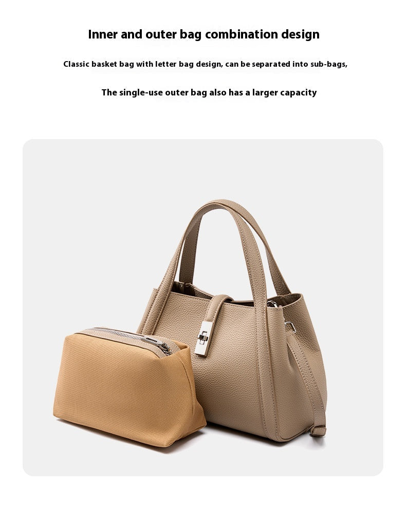 Fashionable Korean-style Large-capacity Leather Handbag Digitalshoper