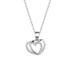 925 Sterling Silver Double Heart-shaped Necklace For Women Summer Digitalshoper