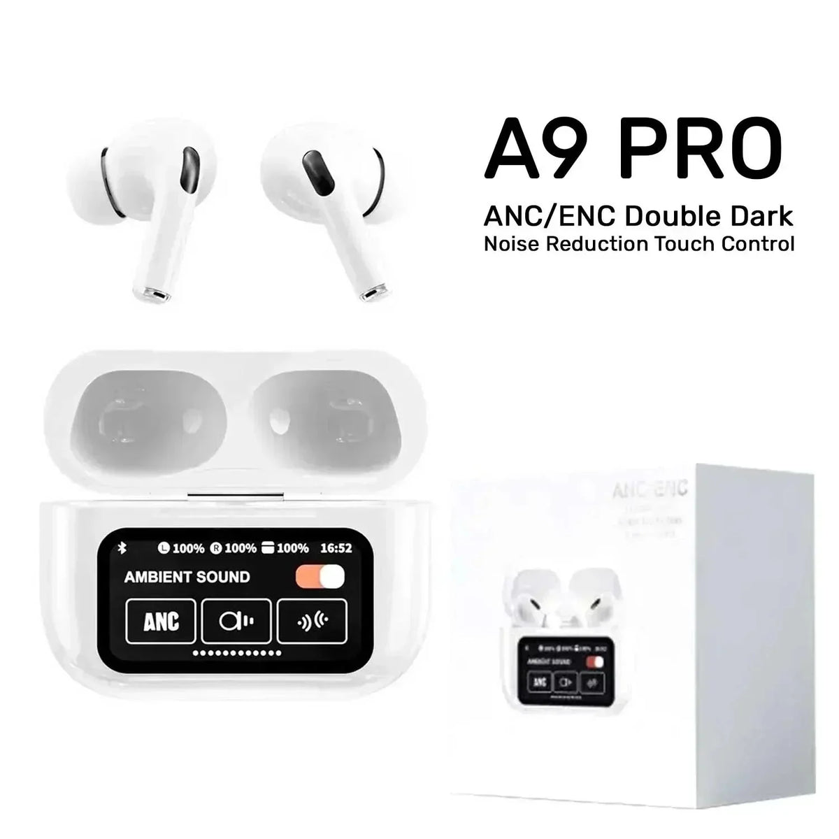 New A9 Pro Apple Airpods ANC/ENC Noise Reduction, Touch Control Wireless Airbuds Digitalshoper