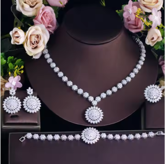Zircon Jewelry Set/Necklace Earrings Four-Piece Set Digitalshoper