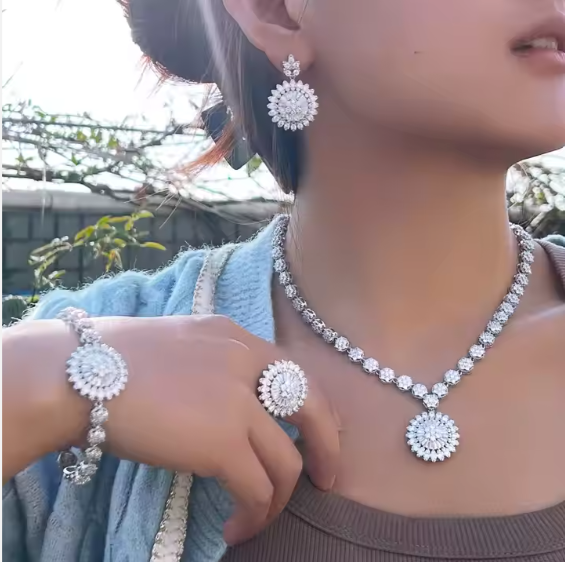 Zircon Jewelry Set/Necklace Earrings Four-Piece Set Digitalshoper