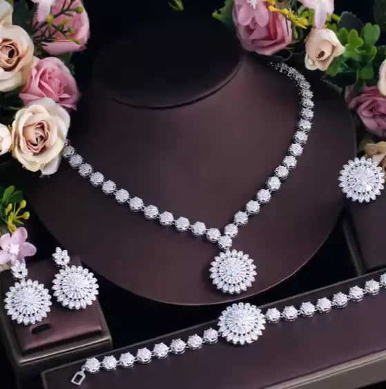 Zircon Jewelry Set/Necklace Earrings Four-Piece Set Digitalshoper