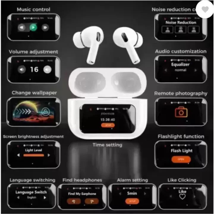 New A9 Pro Apple Airpods ANC/ENC Noise Reduction, Touch Control Wireless Airbuds Digitalshoper