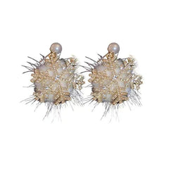Christmas Snowflake Earrings Women's Full Diamond Pearl Plush Earrings Digitalshoper
