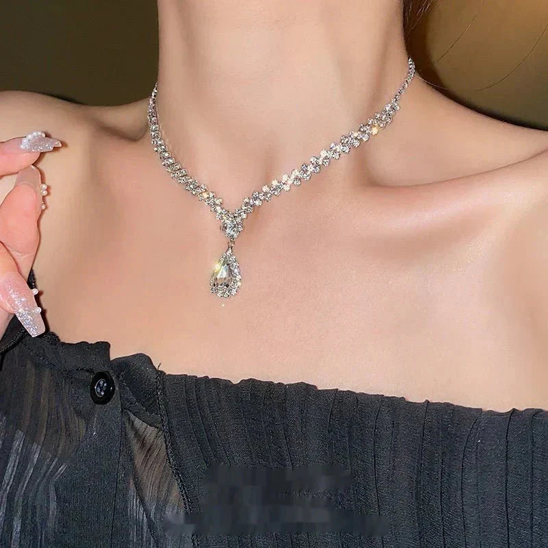 Diamond Water Drop Stitching Necklace High Profile Digitalshoper