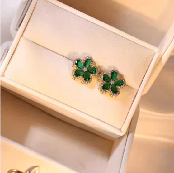 Emerald Zircon Flower Pendant Set Digitalshoper