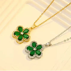 Emerald Zircon Flower Pendant Set Digitalshoper