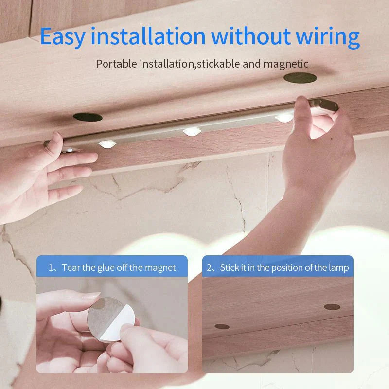 Motion Sensor Lamp Under The Cabinet Dimmable Cabinet Lamp Rechargeable Magnetic Suction Installation Kitchen Night Light Wardrobe Lamp Digitalshoper