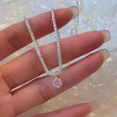 Silver Plated Sparkling Necklace For Women Lvzuan Light Luxury Minority Design Digitalshoper