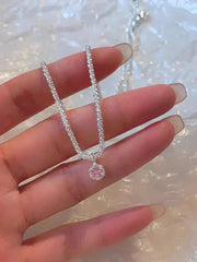 Silver Plated Sparkling Necklace For Women Lvzuan Light Luxury Minority Design Digitalshoper