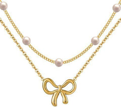 Women's Minimalist And Versatile Pearl Bow Necklace Fashion Jewelry Digitalshoper