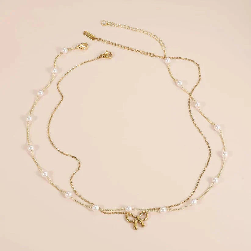 Women's Minimalist And Versatile Pearl Bow Necklace Fashion Jewelry Digitalshoper