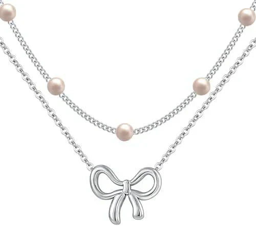Women's Minimalist And Versatile Pearl Bow Necklace Fashion Jewelry Digitalshoper