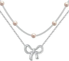 Women's Minimalist And Versatile Pearl Bow Necklace Fashion Jewelry Digitalshoper